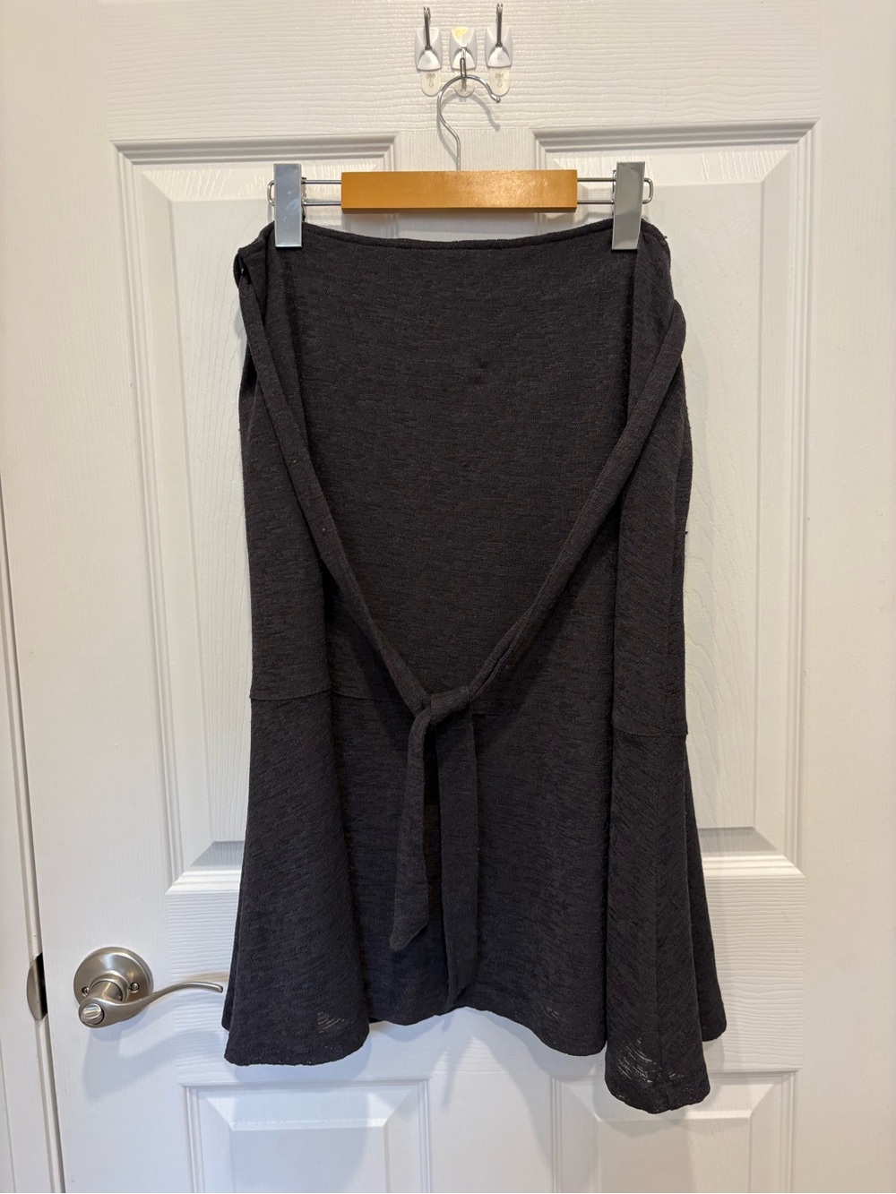 Robert Kitchen Dark Gray Knit Wrap Skirt with Tie #1192